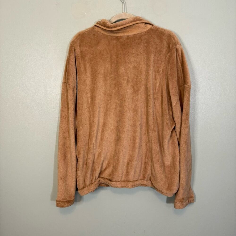 Andree By Unit Fuzzy Fleece Snap Long Sleeve Button Front Jacket Brown 2X Plus - Picture 7 of 9